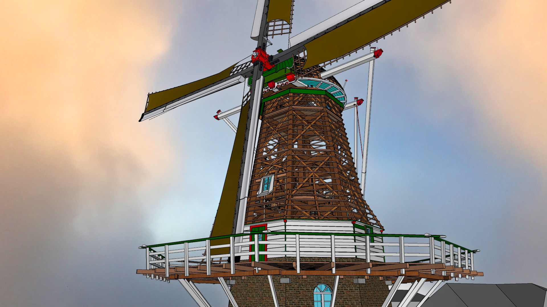 Hoe een dorpsmolenaar een complete molen in SketchUp tot leven bracht
